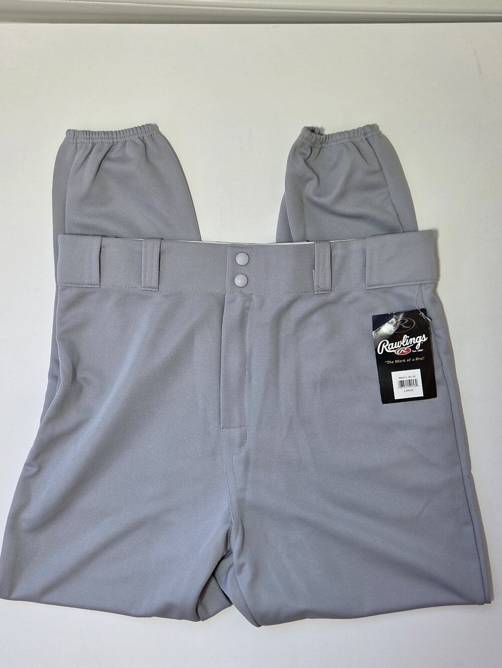 Rawlings RBBP31 Men's Large Gray Baseball Pants Elastic Cuff NWT
